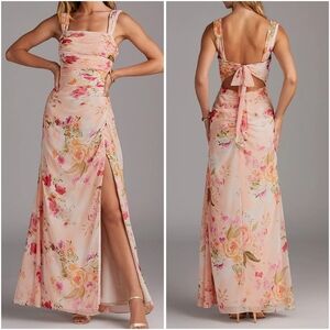 Azazie NWT Jesaphine Abstract Bouquet Floral Dress with Slit Size: A10